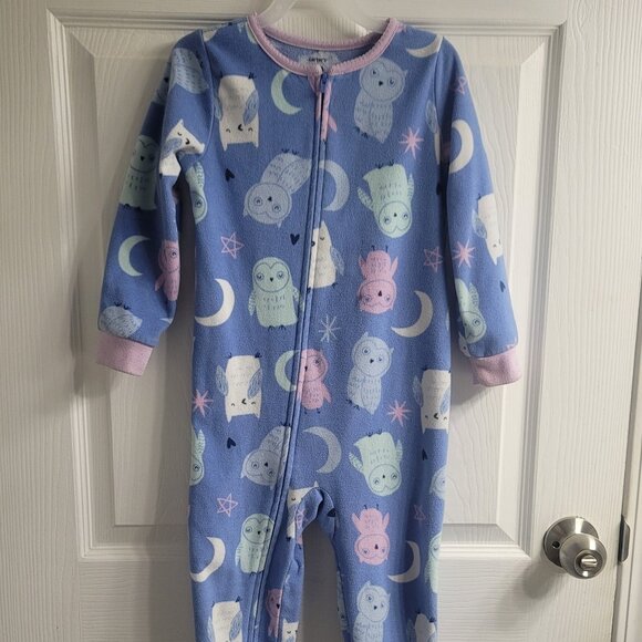 #316 Owl Blue 4T Onesie Sleeper Pajama Pj - Picture 1 of 4